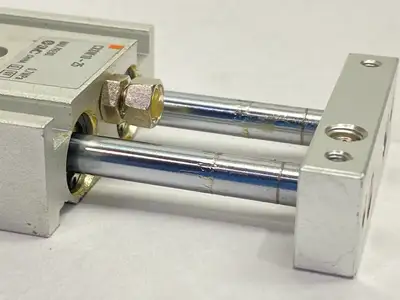 USED SMC DUAL ROD GUIDED PNEUMATIC CYLINDER 10MM BORE 25MM STROKE