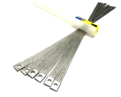 USED HOFFMAN ERICO NVENT ERIFLEX BRAIDED GROUNDING STRAP STAINLESS STEEL