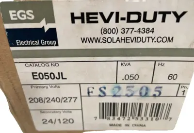 NEW EMERSON SOLA E050JL CONTROL TRANSFORMER 60 HZ
