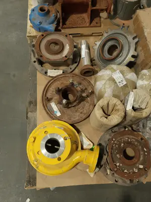 4 PALLETS OF ASSORTED PUMP REPLACEMENT PARTS, CASTINGS, RINGS, PEPELLERS