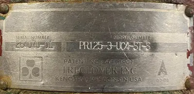 Used 2001 TRI-CLOVER PR125-3-UC4-ST-S Rotary Pumps North Carolina US | DH Griffin Used Equipment #1383750