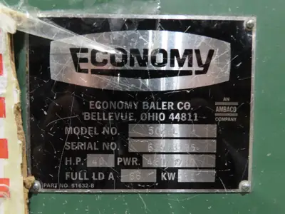 American 5029L Economy Horizontal Paper Baler 42x29x60" Bale Manual Tie 40Hp 480V