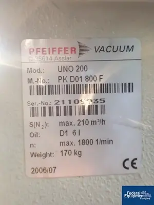 USED Pfeiffer Vacuum Pfeiffer Vacuum Pump Skid with Booster, 123 CFM