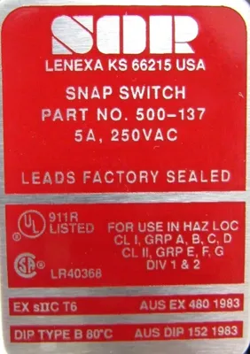 NEW SOR 103AD-EG212-N4-C1A DIFFERENTIAL PRESSURE SWITCH 103ADEG212N4C1A 500-137