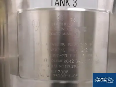 USED GS Stainless, Inc. 100 Liter GS Stainless Receiver Tank, S/S, 15#