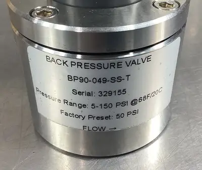 Sentinel BP90-049-SS-T Back Pressure Valve 5-150PSI @ 68F/20C 6B-11