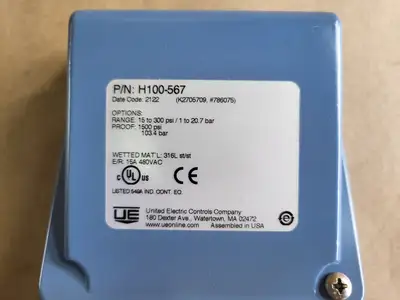 NEW UNITED ELECTRIC CONTROLS H100-567