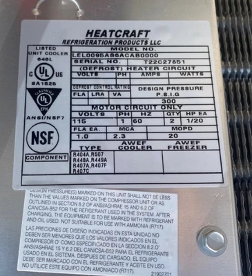 171-0071 1 HP Walk In Cooler Condensing Refrigeration System