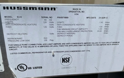 130-0155 Hussmann E2 6’ Remote Multi Deck Display Cooler