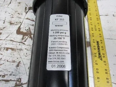 Kobelco/Donaldson KF-353 Pneumatic Inline Filter W/Indicator Gauge  1-1/2" NPT