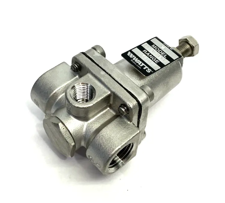 New | in-Stock WATTS SS 3-WAY SMALL WATER PRESSURE REGULATOR, NPTF, 3-50PSI Air Pressure Regulators | Maverick Industrial Sales #1100117