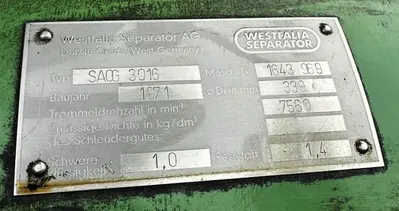Westfalia SAOG 3016 oil purifier skid, SS.