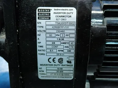 Used BODINE ELECTRIC CO. 42R6BFPPFX1 Motors (misc) Ohio US | HGR 24 #734881