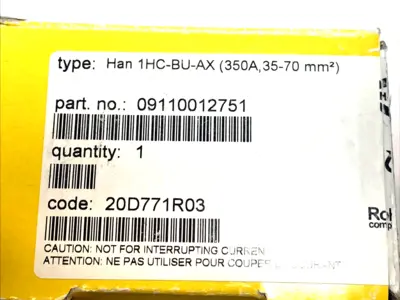 Used HARTING MODULAR FEMALE SOCKET INSERT HAN 1HC-BU-AX Connector Accessories Michigan US | Maverick Industrial Sales #1092071