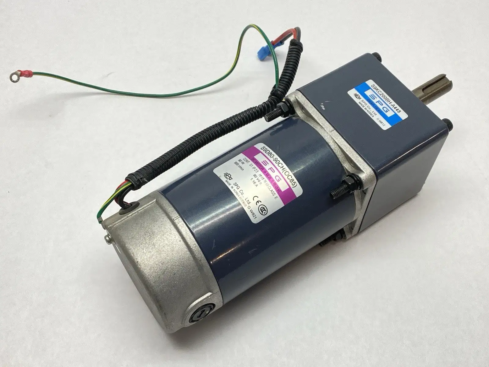 USED SPG GEAR MOTOR 955RPM 90VDC 80W W/ S9KC200BH-A448 GEAR HEAD