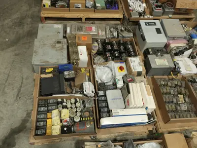 5 PALLETS OF ASSORTED ELECTRICAL AND COMPONENTS