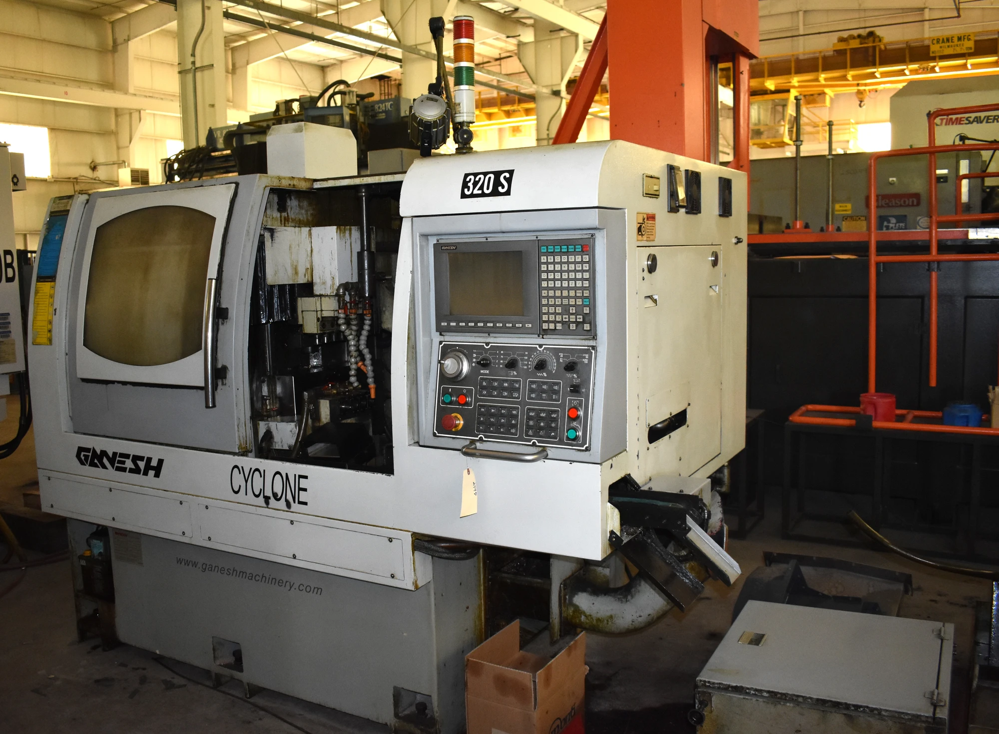 1.25" GANESH "CYCLONE 32CS" CNC 7-AXIS TWIN-SPINDLE SWISS TYPE MILL/TURN CENTER W/GANESH CNC CONTROL - SUBSPINDLE C & Y-AXIS - PARTS CONVEYOR -