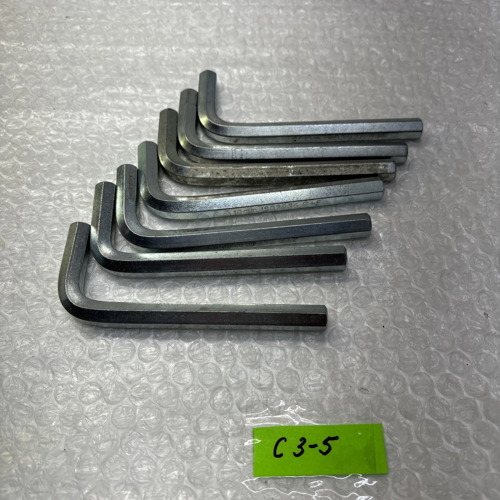 **Preowned 10mm Hex Allen Key, L-Wrench, ISO 2936 B+F Nickel Plated QTY 7 #