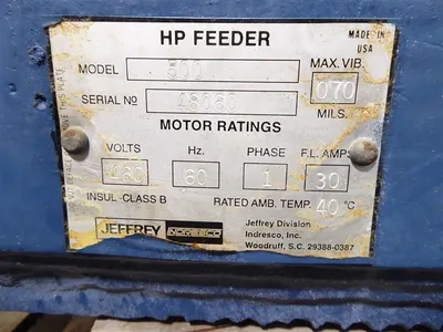Jeffrey Indresco Model 500 Electromagnetic Vibrating Feeder Power Unit Surplus
