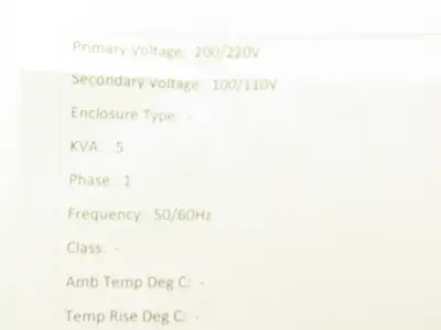 Center YS-500E Step-Down Power Transformer 500VA 1Ph Pri 200/220V Sec 100/110V