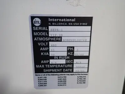 Used BTU VIP98 Heat Treating Units Ohio US | HGR 24 #887079