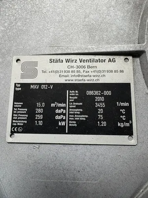 STAFA WIRZ MKV 012-V & 7WAF81N2THTF Chillers, Boilers, and HVAC | ESS Industrial Equipment Sales (7)