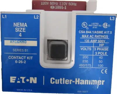USED EATON AN16NN0 SIZE 4 STARTER CONTACT
