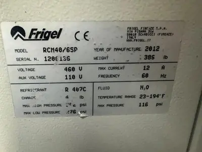 Used 2012 FRIGEL RCM40/6 SP Temperature Controls Massachusetts US | Absolute Machinery #1349129