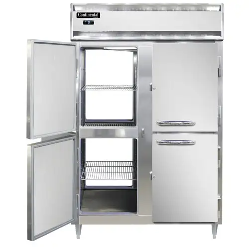 Continental D2FNPTHD 52" Designer Line Two Section Pass Thru Freezer, (8) Left/right Hinge Solid Doors, 115v