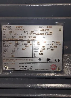 NEW NIDEC US MOTORS 125 HP