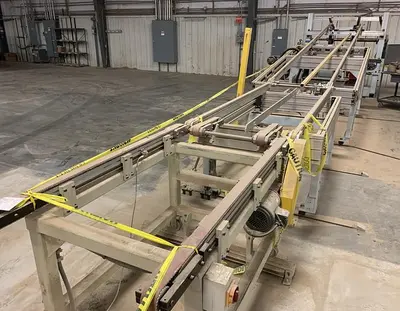 HOMAG POWER TVL370/15/02 BRUSH/WHEEL STYLE BOARD TURNER MATERIAL-HANDLING CONVEYOR SYSTEM