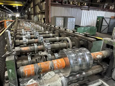 15 STAND  X 3" ARBOR  X 50" PEARSON LOC SEAM ROLL FORMING PANEL MILL. STOCK # 0663325