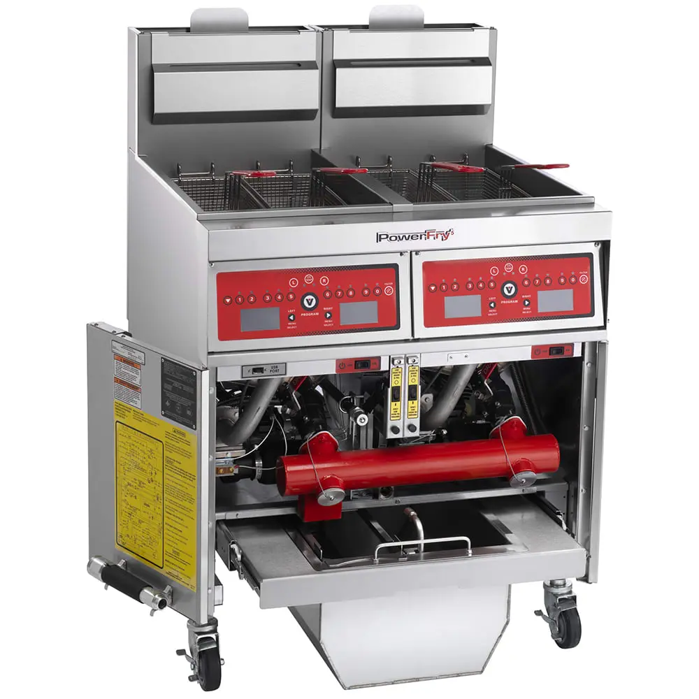 Vulcan 2VK45CF Gas Fryer - (2) 50 Lb Vats, Floor Model, Liquid Propane