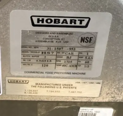 191-0023 Hobart HS7 13 Inch Automatic Meat Slicer