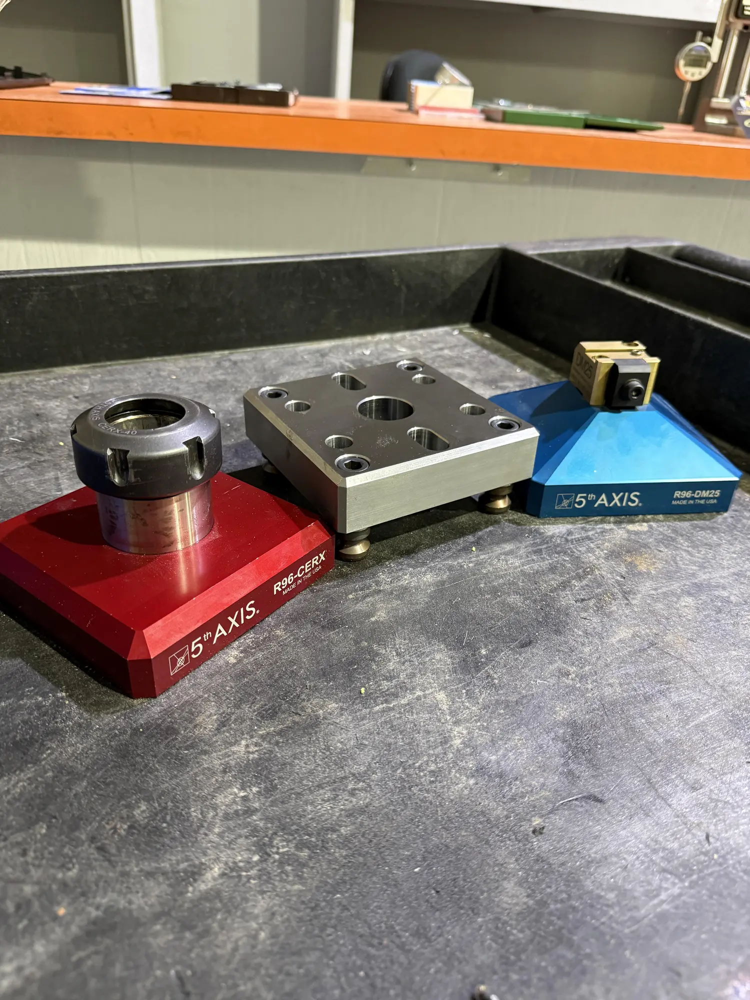 5th Axis Quick Change Fixture Plate With 5th Axis R96-DM25 Riser Plate With a 5th Axis DM25 Dovetail