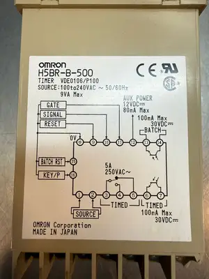 Omron H5BR-B-500 Timer VDE0106/P100 100 to 240 Vac 50/60Hz (9.3.3)