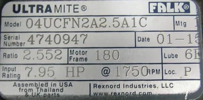 NEW FALK 04UCFN2A2.5A1C GEAR REDUCER RATIO 2.552 04UCFN2A25A1C
