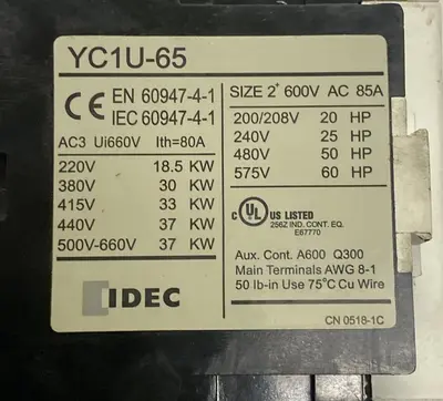Used IDEC YC1U-65 Miscellaneous Equipment (Electrical & Power) Ohio US | Surplus Asset Holdings #1235861