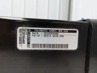 Tolomatic BC215 SK48 Pneumatic Band Linear Cylinder 48" Stroke Rodless