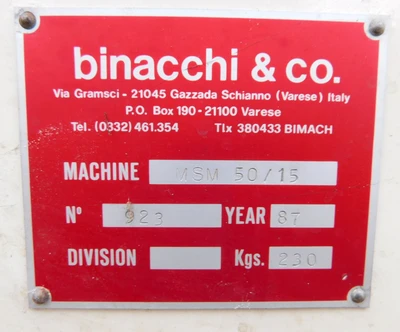 USED BINACCHI SOAP MIXER MSM 50/15