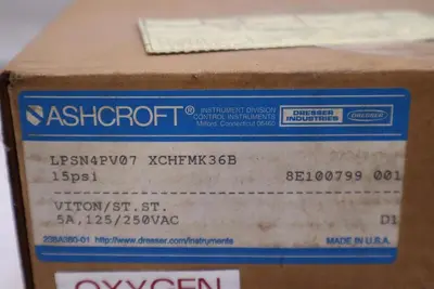 NEW ASHCROFT LPSN4PV07 XCHFMK36B Pressure Switch 200psi 5A 125/250VAC STOCK H984