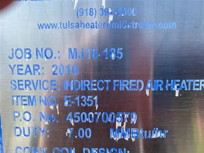 USED 2016 TULSA HEATERS MIDSTREAM MJ16-185