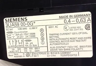 New | in-Stock SIEMENS 3UA59 Miscellaneous Equipment (Electrical & Power) | Surplus Asset Holdings #1188681