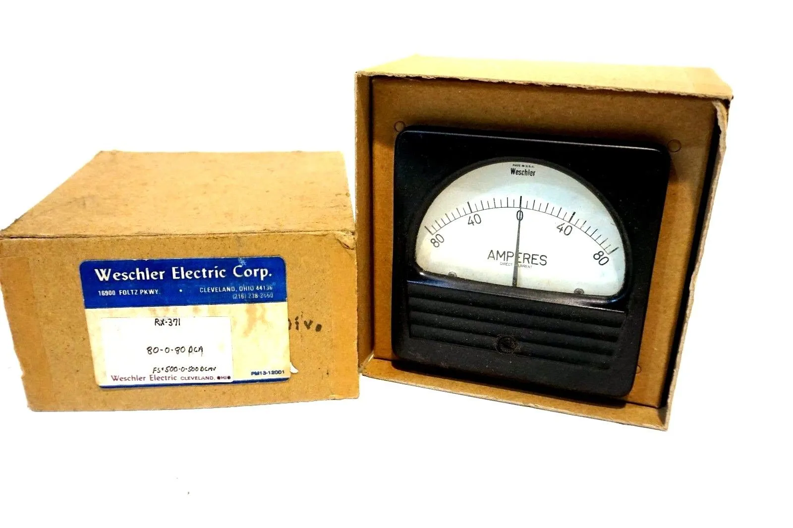 NEW WESCHLER ELECTRIC RX-371 PANEL METER 80-0-80-DCA RX371