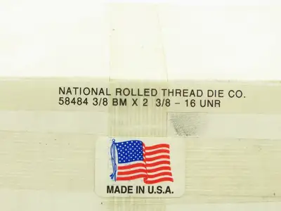National Rolled Thread Die 58484 Flat Thread Rolling Die 3/8"-16 UNR 1 Set of 2