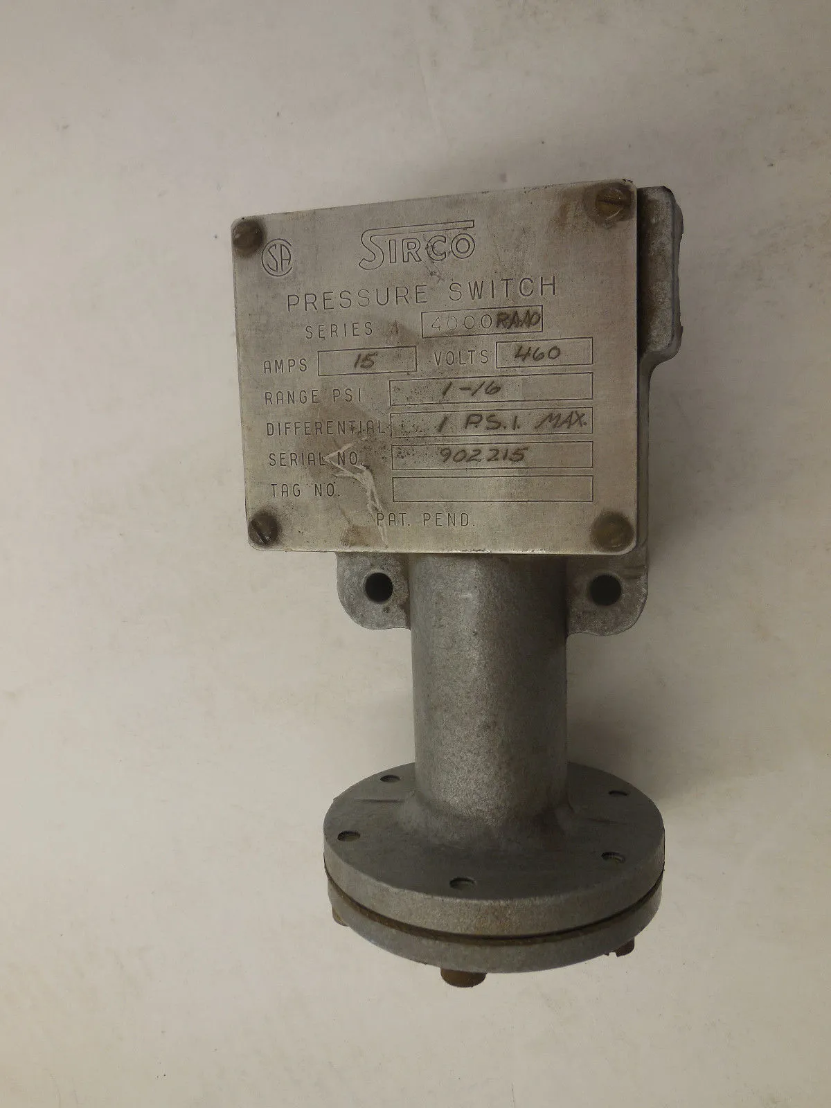 SIRCO SERIES 400 RAA0 PRESSURE SWITCH 400RAA0