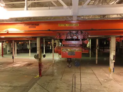 Cleveland Tramrail P&H 6 Ton Single Girder Underhung Bridge Crane 35' 10" Span