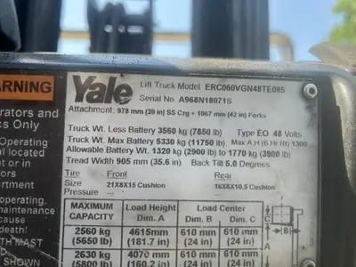 Used 2018 YALE ERC060VG 4-Wheel Sit down Electric Counterbalance Forklifts Illinois US | Somerset Equipment Sales #1542829