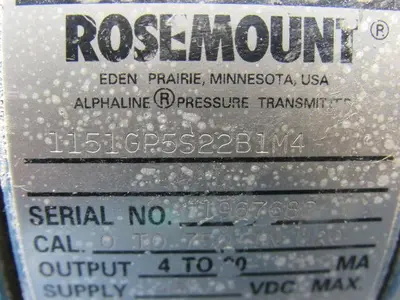 Rosemont 1151GP5S22B1M4 Pressure Transmitter 0-750 IN H20