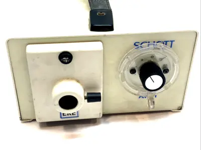 USED SCHOTT 150W FIBER OPTIC MICROSCOPE LIGHT SOURCE ILLUMINATOR
